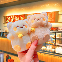En gros, Porte-clés pendentif en peluche super douce, motifs chat porte-bonheur et ours mignons, petit format, anti-stress, pour anniversaire, avec technique de lavage, en boîte