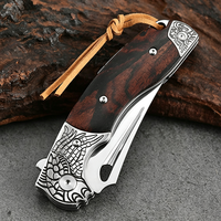 Couteau pliant Premium M390 avec étui en cuir véritable, couteau utilitaire de poche portable EDC pour collection et activités de plein air