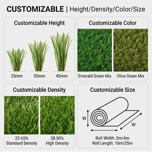 Gazon artificiel tissé écologique sans remplissage, pelouse synthétique sûre pour jardin sur toit et place publique - Product Image 2