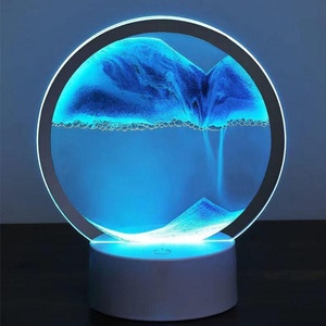 3D Dynamic <b>Moving</b> Sand Art Table Lamp LED Quicksand Painting Night Light Remote Control Desk Lamp Home Decor - Product Image 2