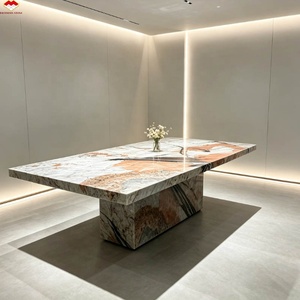 Mesa de Comedor Moderna de Lujo en Cuarzo Patagonia Rosa Pandora de 18 mm de Grosor, Impermeable, Pulida y con Resina, para <span class=keywords><strong>Hotel</strong></span>, Villa o Apartamento - Product Image 3