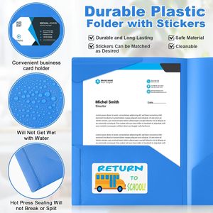 แฟ้มพลาสติกแบบนำกลับบ้านพร้อมช่องใสด้านหน้าและสติกเกอร์ แฟ้มใส่การบ้าน 2 ช่องสำหรับนักเรียน ผู้ปกครอง ครู ห้องเรียน - Product Image 3