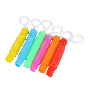 TPR Telescopic Tube Stress Relief Toy Key Chain Corrugated Diy Colorful Twist-stretch Tube Toy