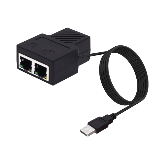 1-to-2 RJ45 Ethernet Splitter Network Switch 8P8C LAN Internet Extender 1-to-2 Adapter USB Power Consumer Electronics