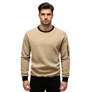 Nuova Felpa da Uomo in Spugna con Collo a Girocollo, Giacca Tattica Giovanile, Design Vintage Casual con Zip sul Polsino, ODM per Primavera e Autunno - Product Image 2
