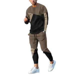 2024 marque imprimé été respirant grande taille hommes Fitness Sport chemise et pantalon ensemble 100% coton fermeture éclair survêtements - Product Image 1