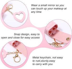 <b>Custom</b> Logo Lipstick Organizer <b>Keychain</b> with Mirror - PU Lipstick Case Holder, Lip Gloss Bag, Lip Balm Pouch - Product Image 3