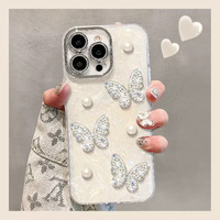 Luxe 3D Diamant Perle papillon Téléphone Portable étui pour samsung S25Edge S24 S23 S22 S21 S20 Ultra Plus FE Shell Antichoc Couverture