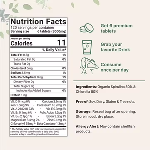 OEM Premium <span class=keywords><strong>Spirulina</strong></span> ve chlochlotabletler gdo olmayan Vegan organik <span class=keywords><strong>Spirulina</strong></span> chlochlo - Product Image 2