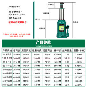 แม่แรงไฮดรอลิก Tuosen 20 ตัน แบบแมนนวล สำหรับยกรถยนต์  แม่แรงเหล็กแนวตั้ง สำหรับการบำรุงรักษารถยนต์ - Product Image 3