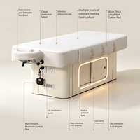 Lit de massage électrique moderne blanc de luxe, inclinable, réglable, pliable, portable, pour spa, salon, hôtel, chambre à coucher, 2 moteurs