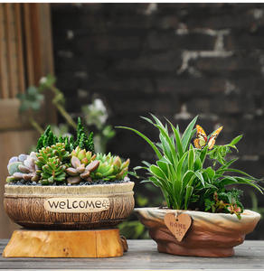 Maceta Grande de Cerámica para Suculentas, Estilo Contemporáneo, Ecológica, de Cerámica Rústica, con Orificio de Drenaje, Creativa, Simple, de Gran Diámetro - Product Image 3