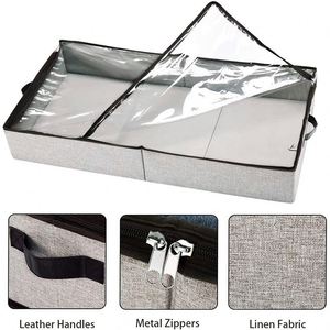 <b>Large</b> High Quality Linen Fabric Storage Bags Set Collapsible PVC Home Storage Boxes for Clothing for Bed <b>Wardrobe</b> Organizer - Product Image 3