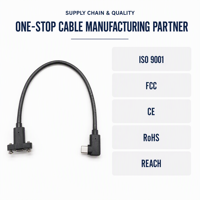 USB3.1 Gen2 Rechtwinkliges Typ-C-Stecker auf Panel-Mount-Buchse Kabel 20mm Schraubenloch 10Gbps PD100W 5A für Industriegehäuse und Schränke