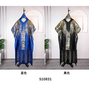 Nueva Moda Africana de alta calidad Rich <span class=keywords><strong>Mama</strong></span> Boubou borlas vestido conjunto con bufanda dos piezas Maxi vestidos conjuntos para mujeres K1057 - Product Image 4