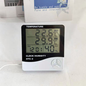 <b>Digital</b> LCD Thermo-Hygrometer Temperature Humidity Monitoring Mural Indoor/Outdoor Electronic Time <b>Clock</b> - Product Image 5