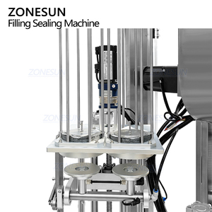 Machine de remplissage, scellage et pressage automatique de pots en plastique pour yaourt, confiture de fruits et pâtes, modèle ZONESUN ZS-AFS02R, avec pompe à piston rotative monobloc. - Product Image 5