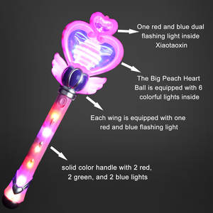 هدايا الأطفال بالجملة تضيء عصا القلب أدى متوهجة عصا الأميرة الدوار تضيء السحر خرافية القلب عصا الدوار - Product Image 5