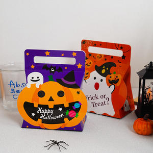 Подарочные коробки для конфет на Хэллоуин в виде тыквы и призрака, <span class=keywords><strong>2</strong></span> стиля, из переработанных материалов, с ручкой, ручной работы, с тиснением - Product Image 2