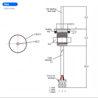 Sonde de niveau de liquide en acier inoxydable mini haute sensibilité 3-5,5 V CC, installation facile pour la détection de petits appareils électriques