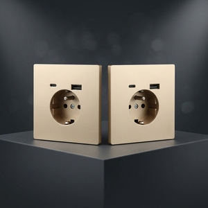 Prise murale Schuko EU en panneau doré mat, 16A/10A, type F, avec chargeur USB-A USB-C, IP22, pour la Russie, l'Égypte, le <span class=keywords><strong>Maroc</strong></span> – Approvisionnement direct usine - Product Image 4