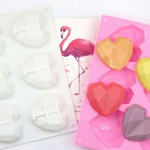 Moule en silicone écologique en forme de cœur 3D à 6 cavités pour gâteaux, savons, bougies et résine, échantillon gratuit, OEM/ODM - Product Image 2