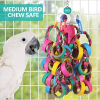 Jouets pour oiseaux : Anneaux à mâcher colorés en papier déchiqueté (24 pièces) pour conures, petits perroquets, perruches et calopsittes
