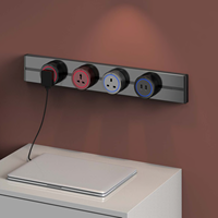 Interrupteur de prise mural en aluminium Alimentation modulaire mobile 60cm Rail Plug System Table Desktop Electrical Outlet