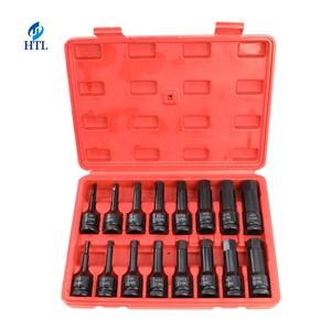 HTL 16 pièces Jeu de douilles à chocs et embouts <span class=keywords><strong>Torx</strong></span> à 1/2 pouce en acier à haute teneur en carbone M4-M19, coffret rigide - Product Image 1