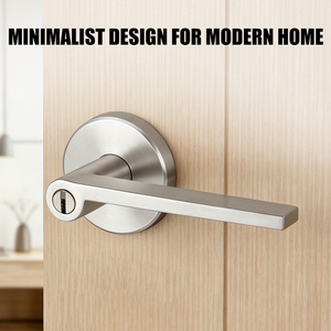 Cerradura Moderna de Acero Inoxidable Cepillado para Puerta, Manija Cuadrada Tubular con Llave, Cerradura de Privacidad para Puerta Interior de Madera - Product Image 4