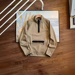 2025 <span class=keywords><strong>Logo</strong></span> personalizzato da uomo con collo alto quarto di Zip <span class=keywords><strong>felpa</strong></span> sportiva sostenibile Anti-Pilling in pile 100% cotone con supporto a goccia - Product Image 2