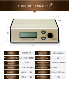 WGG60-EJ เครื่องวัดความเงาโลหะ มุมฉาย 60 องศา ช่วงการวัด 0.0~1999GU สำหรับหมึก พลาสติก โลหะ แก้ว ไม้ และผ้า - Product Image 3