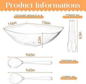 Big Round Acrylic Salad Bowl: <b>Mixing</b> Bowl & Salad Serving Bowl for Home Food, Buffet & Catering with Spoon & Fork - Product Image 2