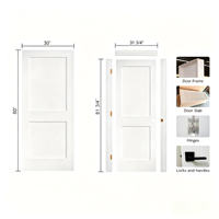 Porte intérieure à 2 panneaux en MDF massif avec cadre pré-monté, porte Shaker en aggloméré pour chambre à coucher