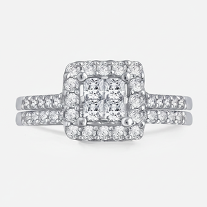 Élégante bague de fiançailles et de mariage ethnique pour femme en or blanc naturel 1/2 carat, sertie de diamants en grappe taille brillant à griffes, idéale pour un anniversaire - Product Image 2
