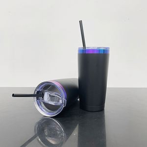 Gobelet isotherme sous vide 20oz bleu violet plaqué, avec couvercle et paille, disponible depuis l'entrepôt américain - Product Image 2