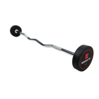 Barre d'haltères fixes de gymnastique Barre droite Barre incurvée Barre chromée de poignée enduite de caoutchouc Ensemble d'haltères Barra d'haltérophilie fixe intégré
