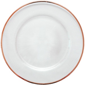 <span class=keywords><strong>Sottopiatti</strong></span> in Vetro Trasparente Premium con Bordo Nero, Decorativi di Lusso per Noleggio Matrimoni di Alta Gamma - Product Image 1