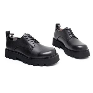 Chaussures Derby noires pour hommes - Basses, pour le travail et les déplacements, à bout carré, semelle épaisse, rehaussantes, légères, respirantes, antidérapantes, style britannique décontracté - Product Image 6