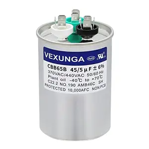 VEXUNGA MFD 370V או 440 V הכפול הפעלה התחל עגול A/C קבלים 45 5 uF 370 440 וולט VAC CBB65B מזגן קבלים עבור