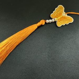 Lucky <b>Charm</b> Korean Traditional Norigae Butterfly Pendant with Embroidered Silk Tassel and Pearl Ornate <b>Bag</b> <b>Charm</b> Korean - Product Image 5