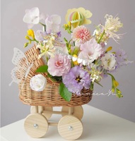 Panier à fleurs en bambou tressé à la main pour poussette, matériaux multifonctionnels DIY avec insertion de fleurs fraîches