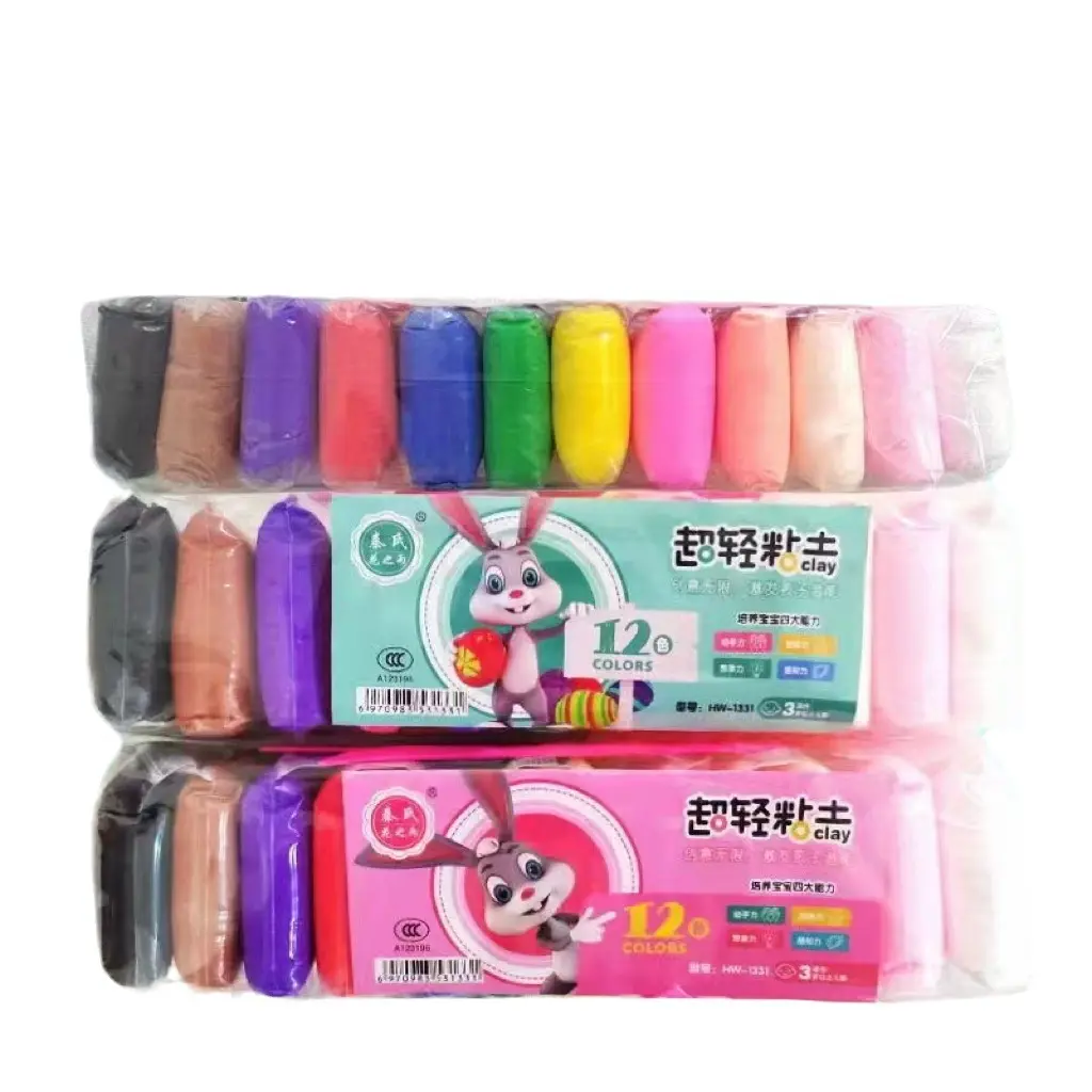 36 couleurs boîte d'emballage personnalisé populaire enfants bricolage jouets lumière douce Air sec argile