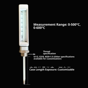 เทอร์โมมิเตอร์วัดอุณหภูมิไอเสียเครื่องยนต์ทางทะเล 0-600 องศา แบบหน้ากาก หัววัดรูปตัววี ความยาว 70 มม./100 มม./110 มม. เทอร์โมมิเตอร์วัดอุณหภูมิทางทะเล รุ่น A - Product Image 3