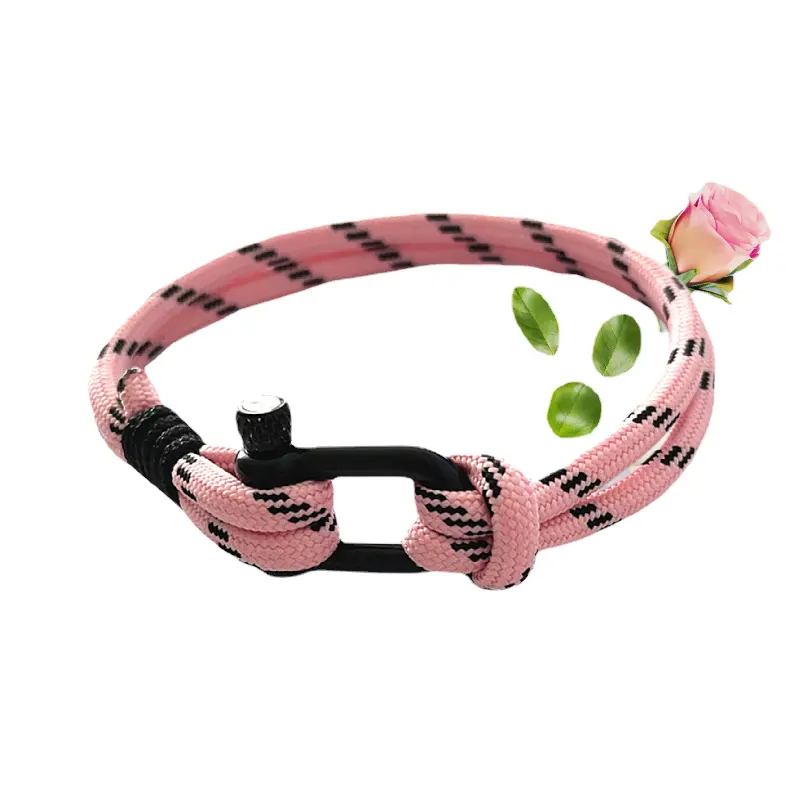 2404 Custom stainless steel bracelet Women's braided rope chip hand multi-color paracord Titanium anchor han