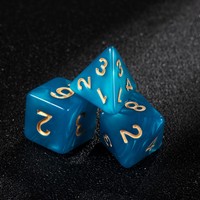 Ensemble de 7 dés de jeu RPG personnalisés avec logo, Dungeons and Dragons, dés bleus en acrylique polyédriques D&D 16 mm