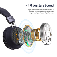 Headset Tahan Lama Lipat Berkabel AD09 105dB Hi-Fi Stereo dengan Mikrofon dan Pembatas Volume 85dB Headphone OEM