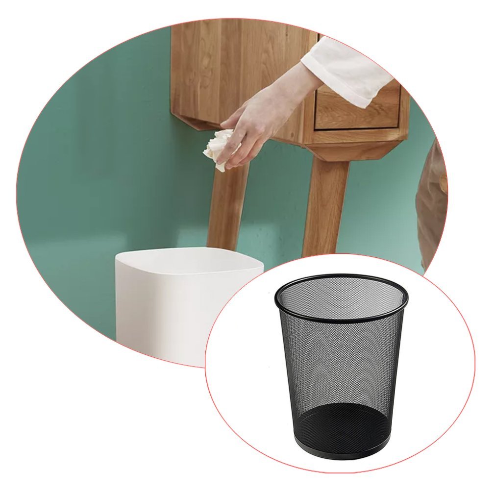 Maille en métal Poubelle Ronde En Fer Forgé Cuisine Sans Couvercle Seau Salle De Bain Maison Bureau Poubelle