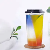 10Pcs 700ml Disposable Plastic Cups with Lids Double Grid Thicken Cup  Couple Sharing Drinking Cup for Bubble Tea Boba Smoothie