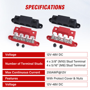 Kit de Conexión de Batería Rojo con Bloque de Distribución de 4 Pernos M8 M10 para RV y Marino - Product Image 5